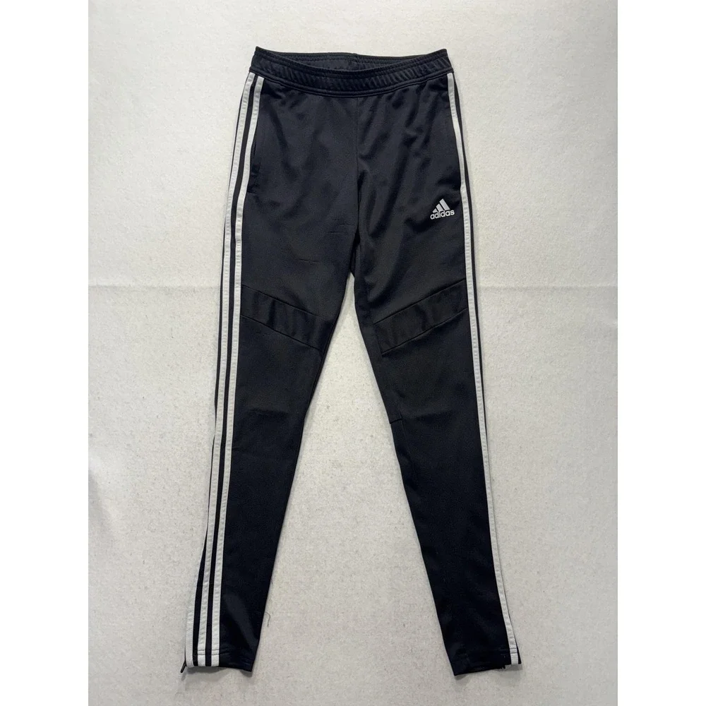 Adidas Track Pants Mens XS Black AEROREADY Elastic Waist Side Stripe Tapered